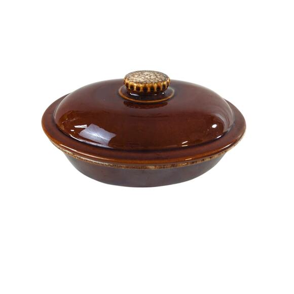 Vintage Hull Pottery Brown Drip Oval Covered Casserole with Lid 10" Oven Proof